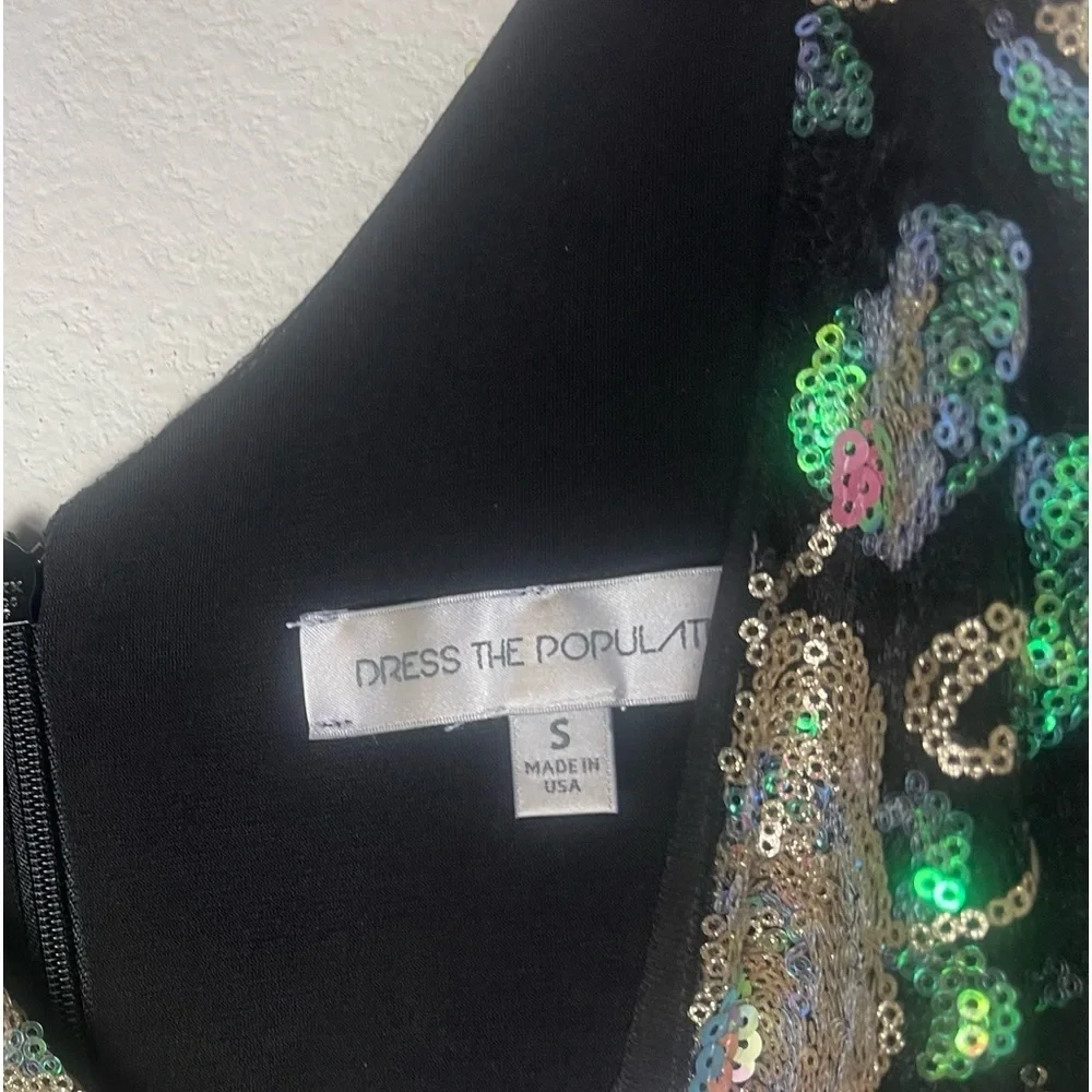 Dress The population Sequin Embroidered Floral Midi Black Dress S - Picture 10 of 10